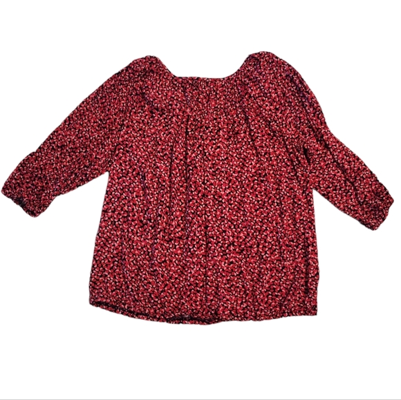 Michael by Michael kors Women's pink and red elbow sleeve patterned top size L - Picture 3 of 8